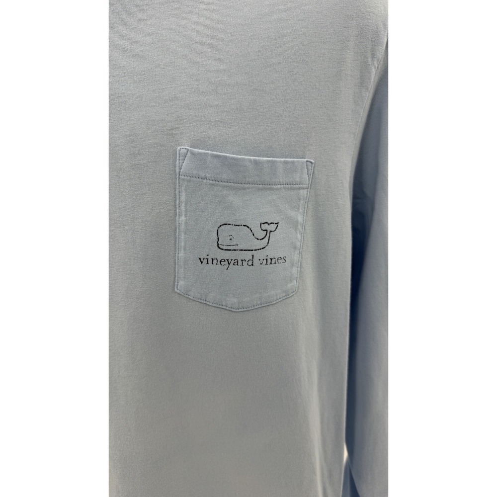 Men's Vineyard Vines Light Blue Long Sleeve T-Shirt Medium Pocket‎ Shirt - Picture 4 of 9